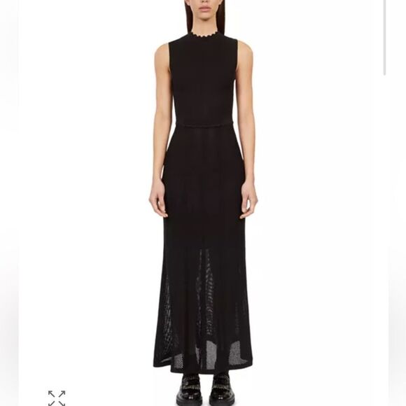 $445 The Kooples Long black openwork knit dress NWT - Picture 2 of 13